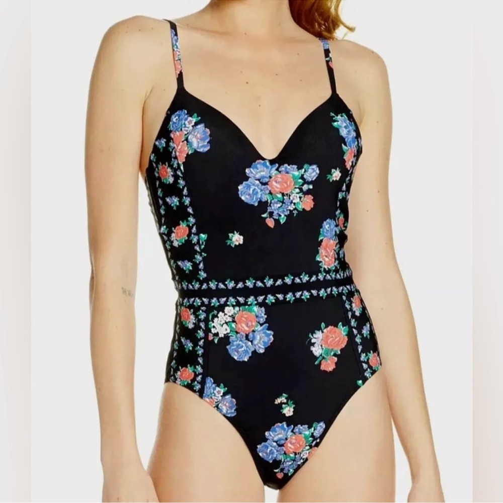 Tory Burch Black One Piece Swimsuit with V-Cut Neckline